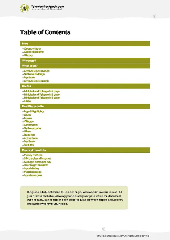 example page 2 from our offline Travel Guide for Trinidad and Tobago